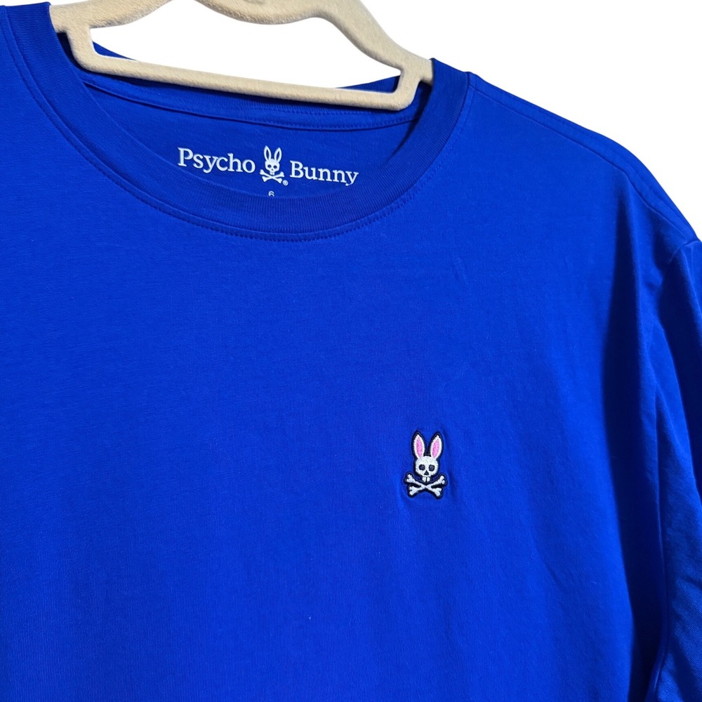 Psycho Bunny Mens Royal Blue Pima Cotton Logo Short Sleeve Tee Shirt Size 6 L - Picture 4 of 6